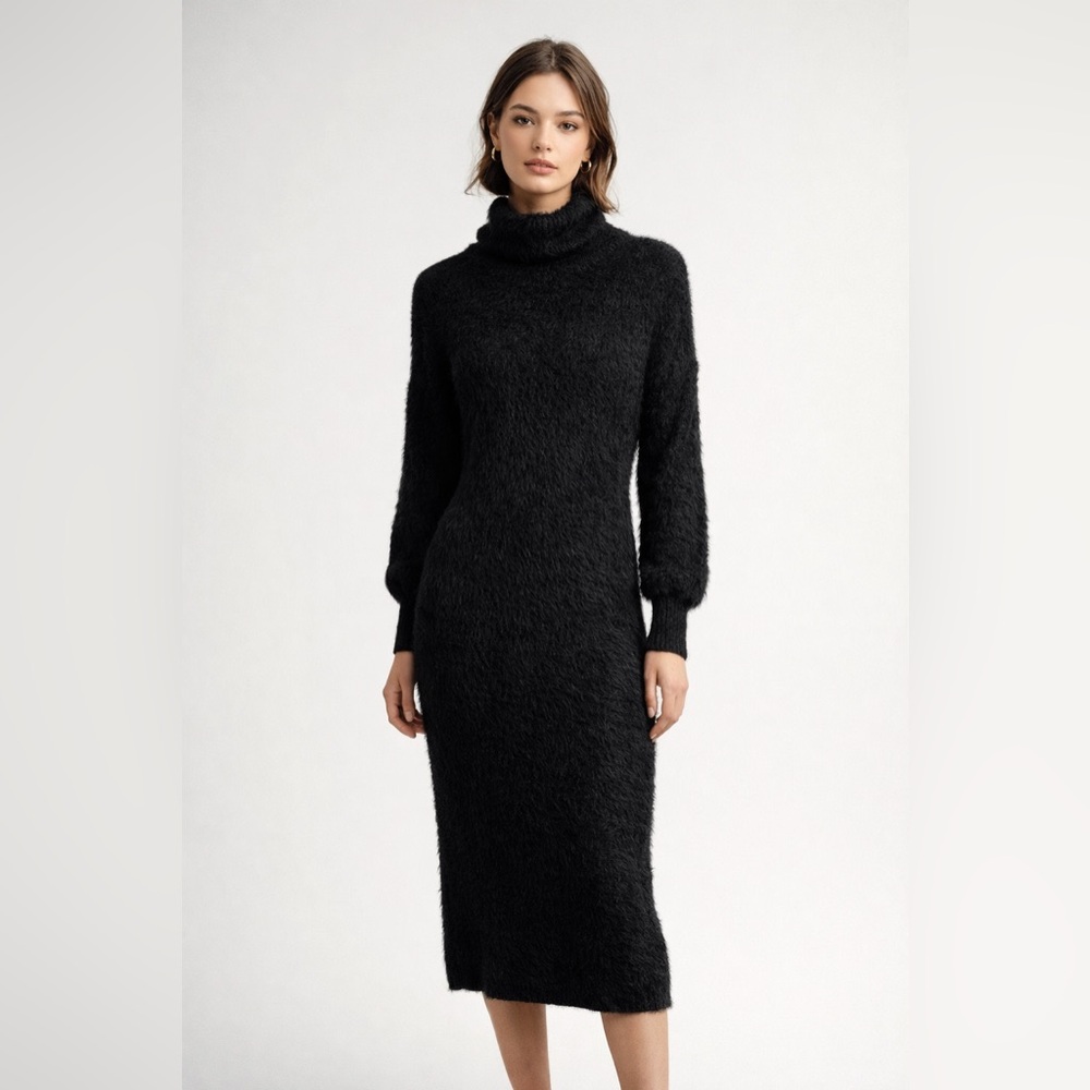 Laundry By Shelli Segal Textured Black Long Sleeve Dress